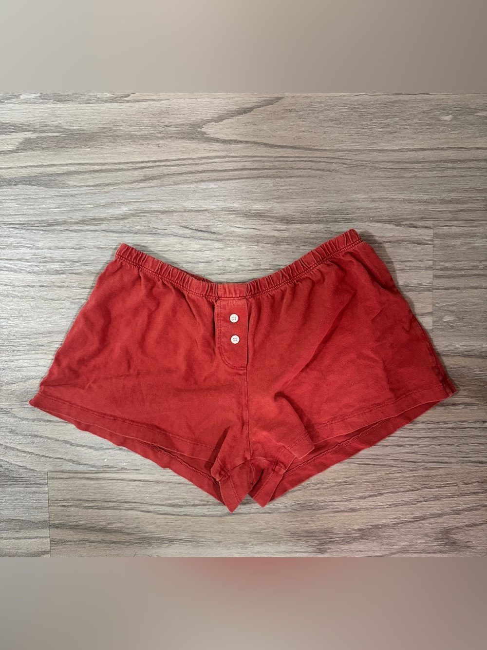 Brandy Melville Burgundy Boxer Lounge Shorts Button Front Elastic Waist OS